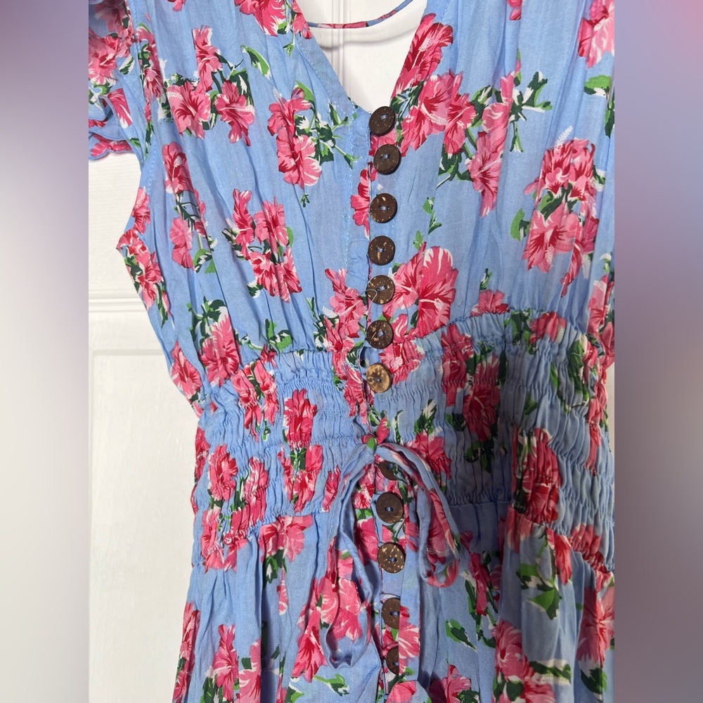 Tiare Hawaii New Moon Maxi Dress | Hibiscus Bouquet Baby Blue - Picture 12 of 14